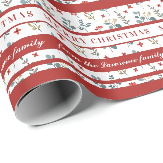 ユーカリプトゥスベリーメリークリスマスパーソナライズされた ラッピングペーパー (ロールコーナー)