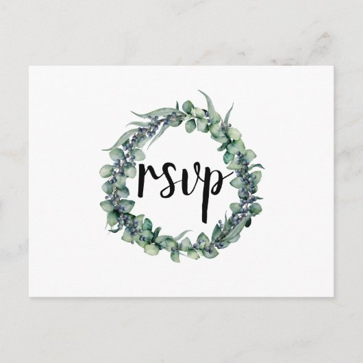 ユーカリプトゥスベリーリースウェディングRSVPポストカード インビテーションポストカード (正面)