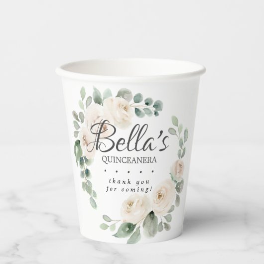 ユーカリプトゥスホワイトフローラキンセアニェラサンキューユー 紙コップ (正面)