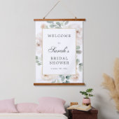 ユーカリプトゥスホワイトフローラブライダルシャワーウェルカムサイン 吊り下げ型タペストリー (寝室)