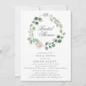 ユーカリプトゥスホワイトフローラリースブライダルシャワー 招待状 (正面)
