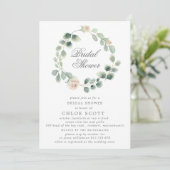ユーカリプトゥスホワイトフローラリースブライダルシャワー 招待状 (スタンド正面)