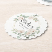 ユーカリプトゥスホワイトローズフローラブライダルシャワー ペーパーコースター (アングル)