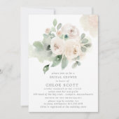 ユーカリプトゥスホワイトローズフローラブライダルシャワー 招待状 (正面)