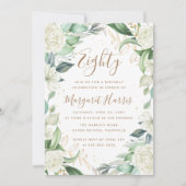 ユーカリプトゥスホワイト金ゴールドフローラ80th八十誕生日 招待状 (正面)