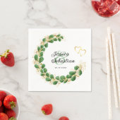 ユーカリプトゥスボタニカルグリーン&金ゴールドエレガントウェディング スタンダードカクテルナプキン (インサイチュ)