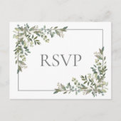 ユーカリプトゥスボタニカルセージグリーンウェディングRSVP インビテーションポストカード (正面)