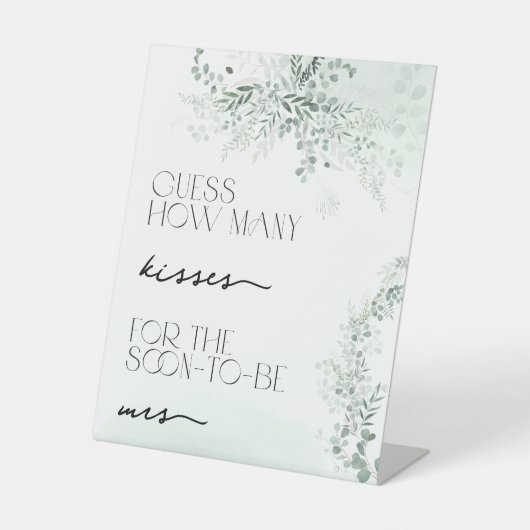 ユーカリプトゥスボタニカルセージ緑どのように多くのキス 台座サイン (正面)