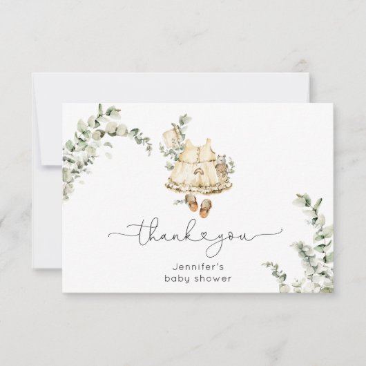 ユーカリプトゥスボホ子供部屋服ベビーシャワー サンキューカード (正面)