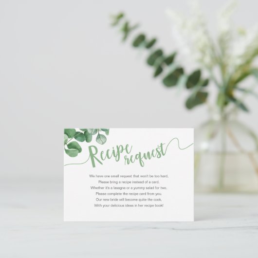 ユーカリプトゥスメイスンジャーブライダルシャワーレシピリクエスト エンクロージャーカード (スタンド正面)