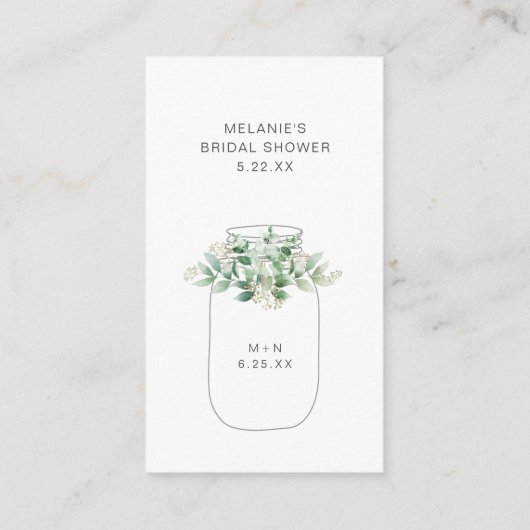 ユーカリプトゥスメイスンジャーブライダルシャワーレシピリクエスト エンクロージャーカード (裏面)