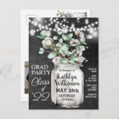 ユーカリプトゥスメイスンジャー卒業3写真招待状 ポストカード (正面/裏面)