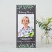 ユーカリプトゥスメモリアルグレー石板葬儀祈りの言葉カード (スタンド正面)