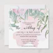 ユーカリプトゥスモダングローブ赤面葉を洗結婚浄する 招待状 (正面)