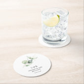 ユーカリプトゥスモノグラム植物性モノグラム結婚ズ ラウンドペーパーコースター (インサイチュ)