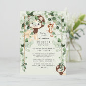 ユーカリプトゥスライオンモンキーベビーシャワー葉ミント 招待状 (スタンド正面)