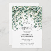 ユーカリプトゥスリボン婚約パーティ招待状 セーブザデート (正面/裏面)