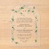 ユーカリプトゥスリースモノグラム結婚ズアーチ アクリル招待状 (正面)