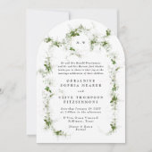 ユーカリプトゥスリースモノグラム結婚ズアーチ 招待状 (正面)