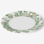 ユーカリプトゥスリーフ金ゴールドグリッターグリーナリー結婚ズ ペーパープレート (アングル)