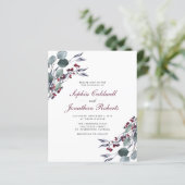 ユーカリプトゥスレッドベリーQRコードRSVPウェディング招待 (スタンド正面)