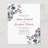 ユーカリプトゥスレッドベリーQRコードRSVPウェディング招待 (正面)