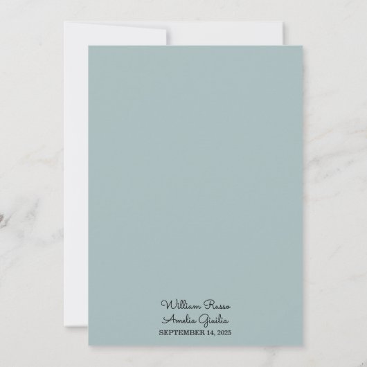 ユーカリプトゥスレーストゥルパステルダスティブルー結婚ズ 招待状 (裏面)