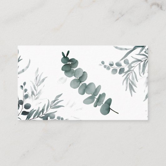 ユーカリプトゥスワインラフ結婚ルのブライダルシャワーカード プレイスカード (裏面)