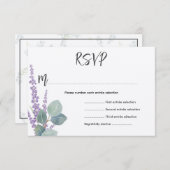 ユーカリプトゥスンラベンダーボ結婚タニカルイニシャル 出欠カード (正面/裏面)