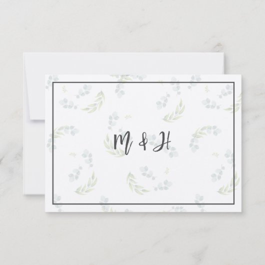 ユーカリプトゥスンラベンダーボ結婚タニカルイニシャル 出欠カード (裏面)