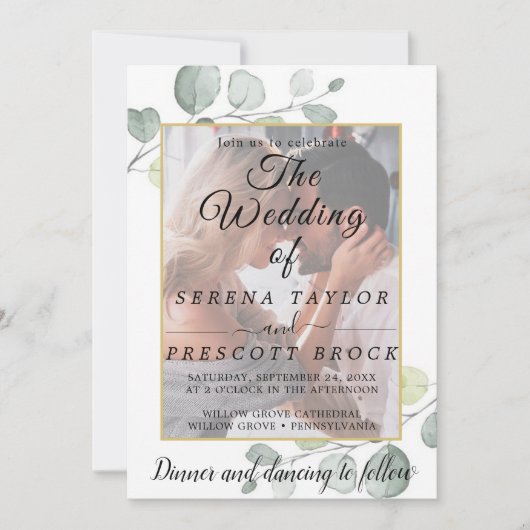 ユーカリプトゥスヴェルムオーバーレイ結婚式招待状 招待状 (正面)