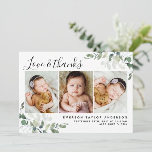 ユーカリプトゥス写真ありがとうベビー 案内状 (スタンド正面)