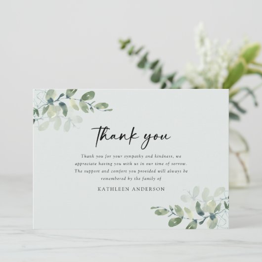 ユーカリプトゥス写真悔やみや弔慰葬儀 サンキューカード (スタンド正面)