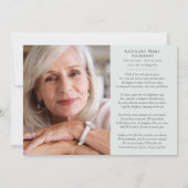 ユーカリプトゥス写真悔やみや弔慰葬儀 サンキューカード (裏面)