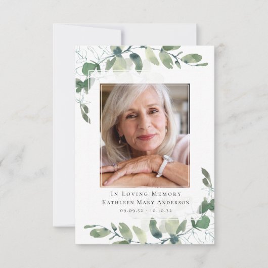 ユーカリプトゥス写真悔やみや弔慰葬儀 サンキューカード (正面)