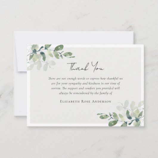 ユーカリプトゥス写真悔やみや弔慰葬儀 サンキューカード (正面)