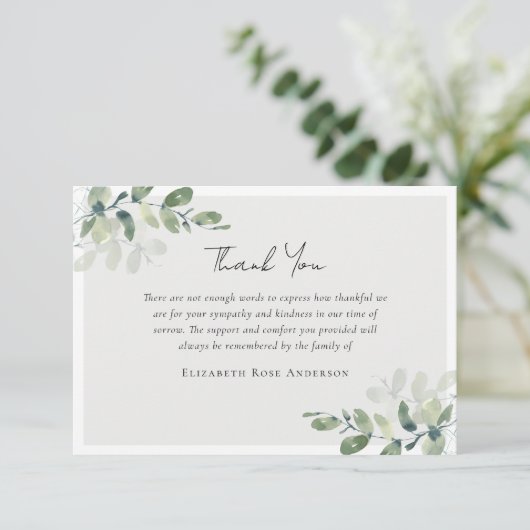 ユーカリプトゥス写真悔やみや弔慰葬儀 サンキューカード (スタンド正面)