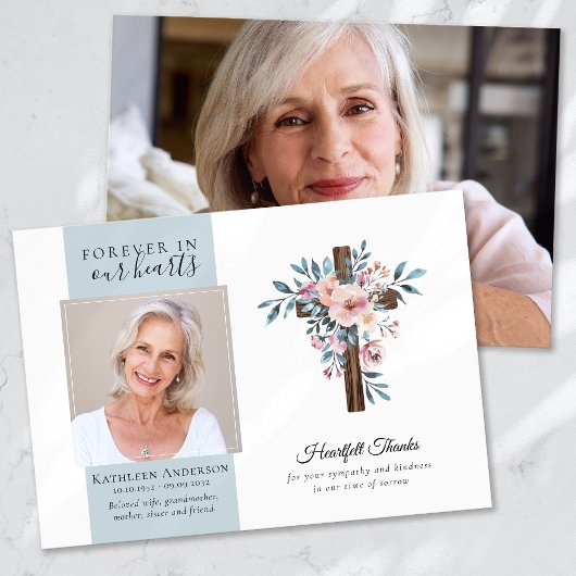 ユーカリプトゥス十字写真葬儀サンキューカード サンキューカード