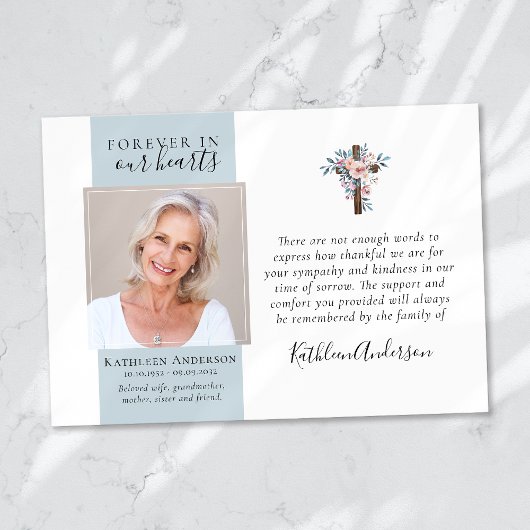 ユーカリプトゥス十字写真葬儀サンキューカード サンキューカード