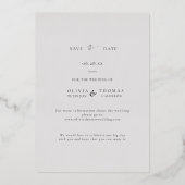 ユーカリプトゥス夢想的金ゴールド写真ウェディング日付を保存 箔招待状 (裏面)