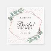 ユーカリプトゥス幾何学バラ金箔ブライダルシャワー スタンダードカクテルナプキン (正面)