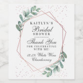 ユーカリプトゥス幾何学バラ金箔ブライダルシャワー ワインラベル (シングルラベル)