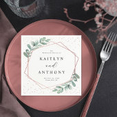 ユーカリプトゥス幾何学的バラゴールド結婚フォイル スタンダードカクテルナプキン