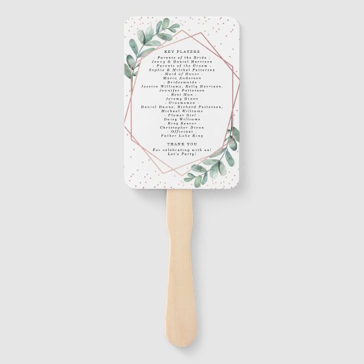 ユーカリプトゥス幾何学的バラゴールド結婚フォイル ハンドファン (裏面)