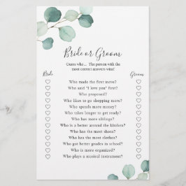 ユーカリプトゥス新郎新郎ゲーム素朴ブライダルシャワー