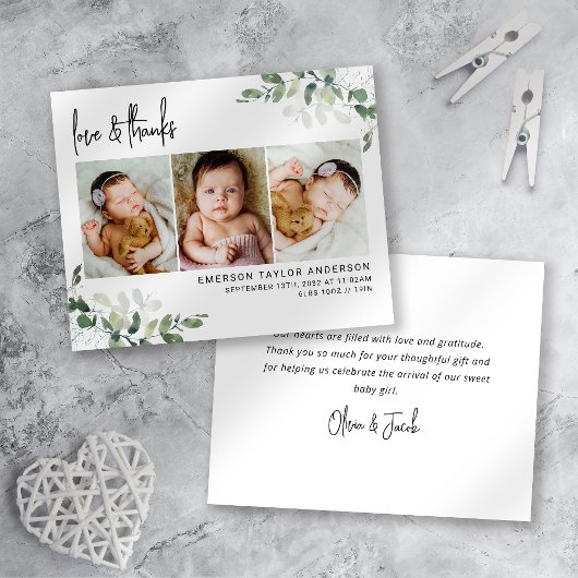 ユーカリプトゥス書道新生児サンキューカード