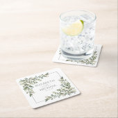 ユーカリプトゥス植物セージ結婚グリーン スクエアペーパーコースター (インサイチュ)