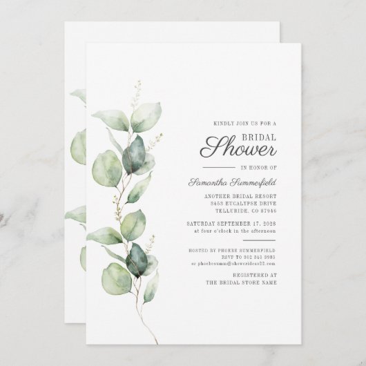 ユーカリプトゥス植物学ブライダルシャワー 招待状 (正面/裏面)