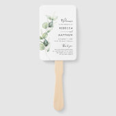 ユーカリプトゥス水彩画結婚式 プログラム ハンドファン (正面)