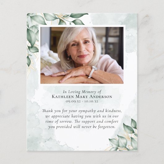 ユーカリプトゥス水彩葬儀サンキュー祈りの言葉 (正面)